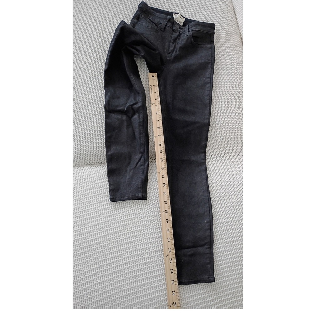 L AGENCE Margot High Rise Noir Black Coated Skinny Jeans Size 24x25 USA $275 - Picture 6 of 10